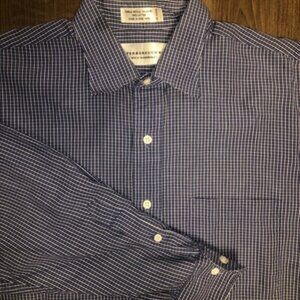 Peterborough Row, 16.5, 36 blue white plaid Causal /dress shirt Business Golf